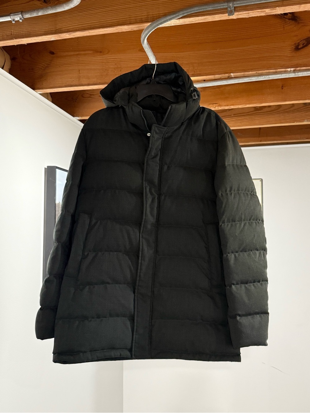 Herno Men's Technical Wool-Blend Hooded
Down Jacket Puffer Parka Gray IT 54 / XL